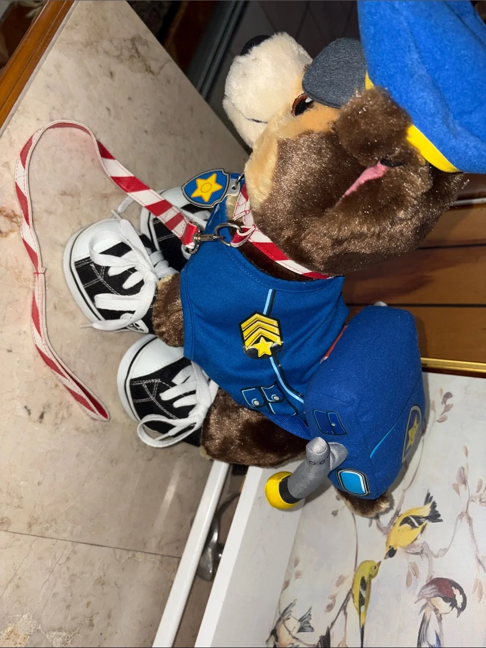 Nickelodeon Blue Police Pup Plush with Red-White Leash
